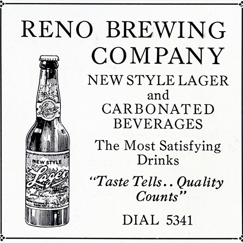 Reno brewing company prohibition drink ad